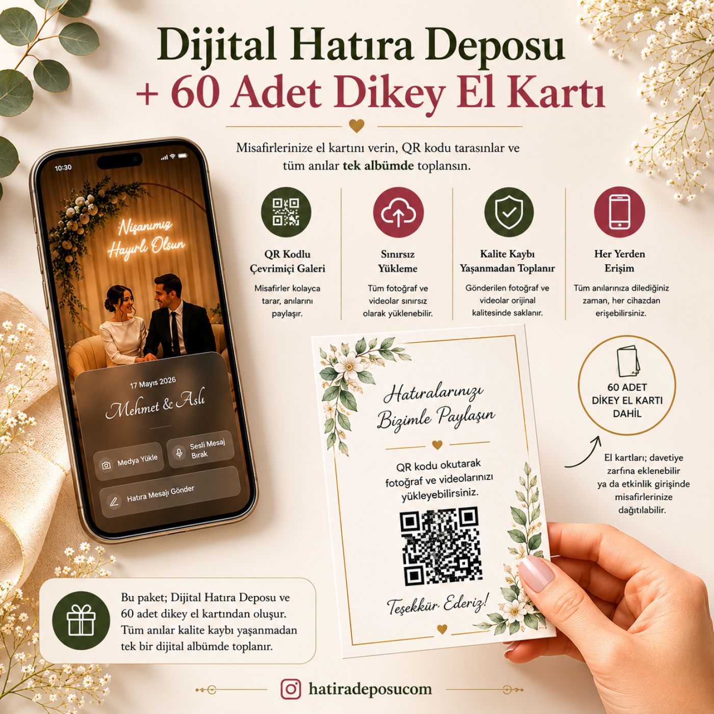 Dijital Hatıra Deposu + 60 Adet Dikey El Kartı