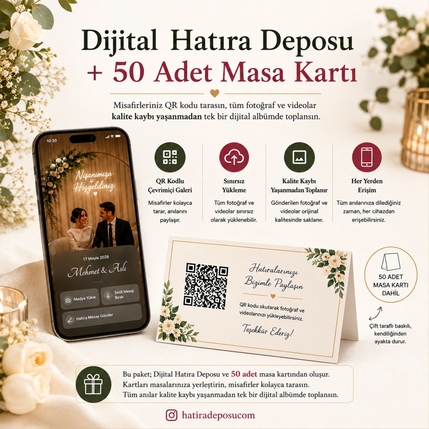 Dijital Hatıra Deposu + 50 Adet Masa Kartı